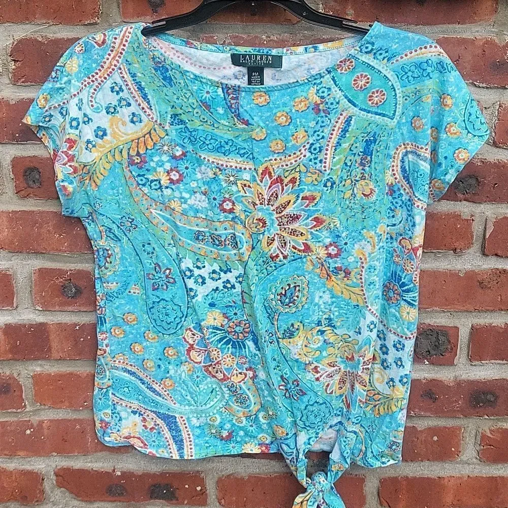 Rl front tie colorful tee